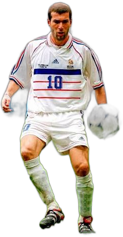 Zinédine Zidane com a camisa branca da seleção francesa